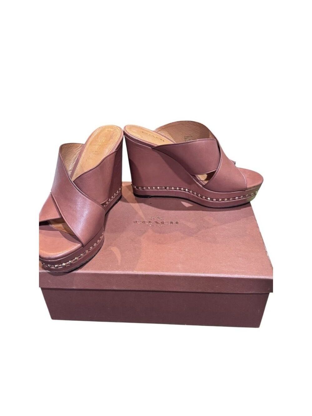 Coach Emily Wedge Slide Sandals in box - Picture 3 of 13